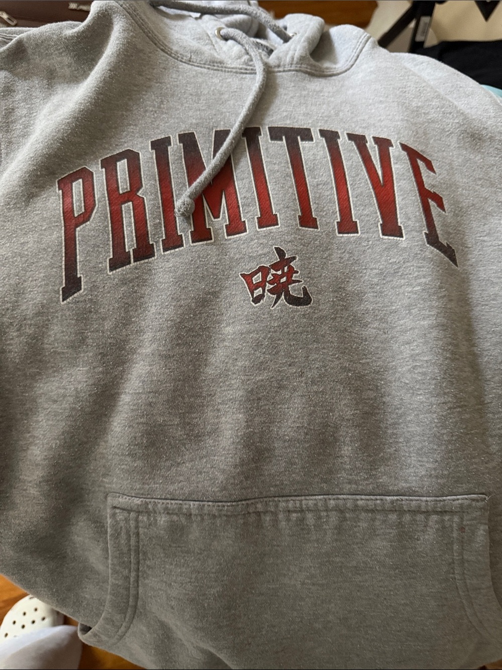 Primitive Gray Crewneck Sweatshirt with Red Arch Logo